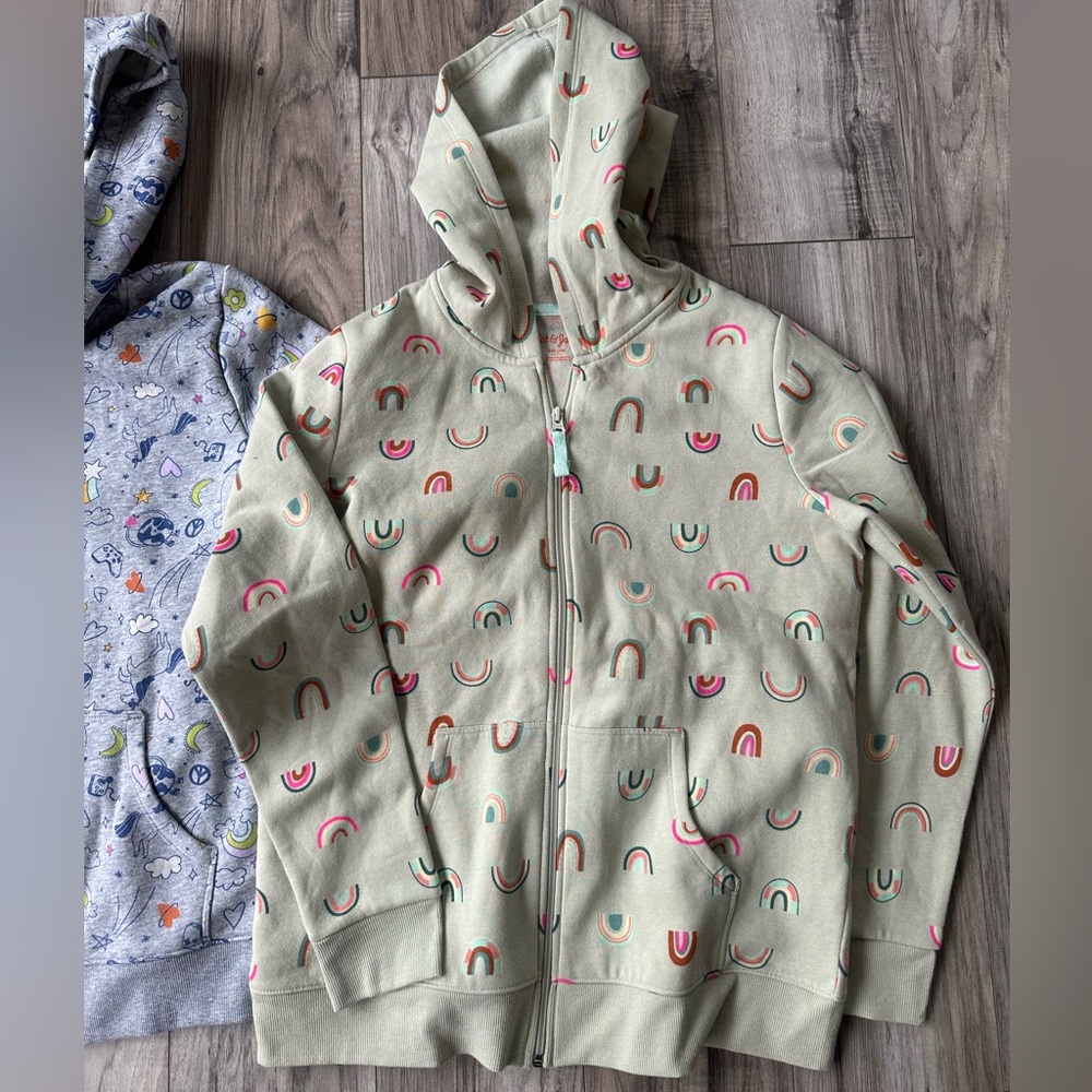 NWT 2 Cat & Jack Hooded ZipUp Sweatshirts in Gray and Green/Tan Size XXL (18) - Picture 6 of 8